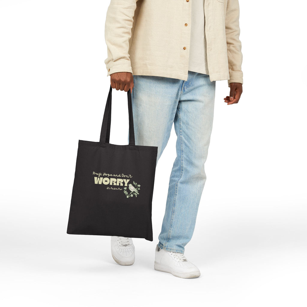 St. Padre Pio 'Worry' Cotton Tote Bag