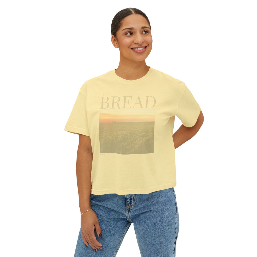 The Bread I AM T-Shirt - Vintage Feel, Bible Verse, Women's Boxy Tee