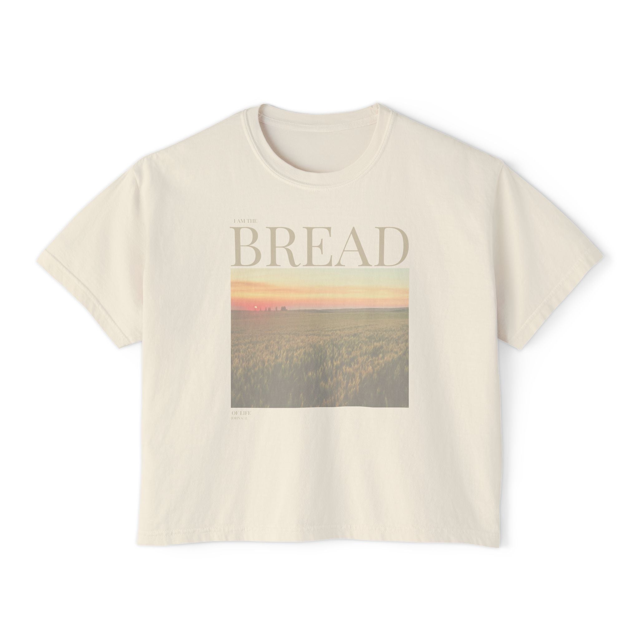 The Bread I AM T-Shirt - Vintage Feel, Bible Verse, Women's Boxy Tee