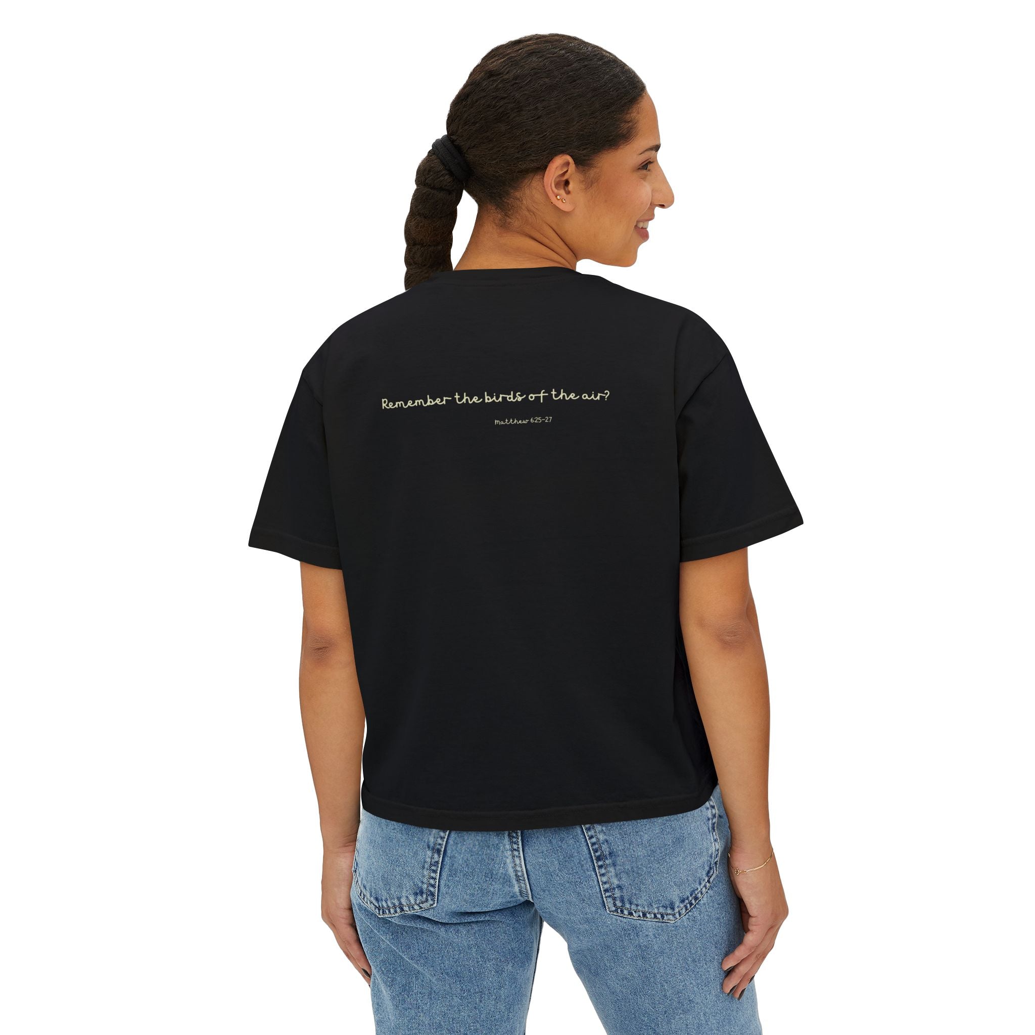St Padre Pio Saint Quote Boxy Women's Tee with Bible Verse for Worry Relief