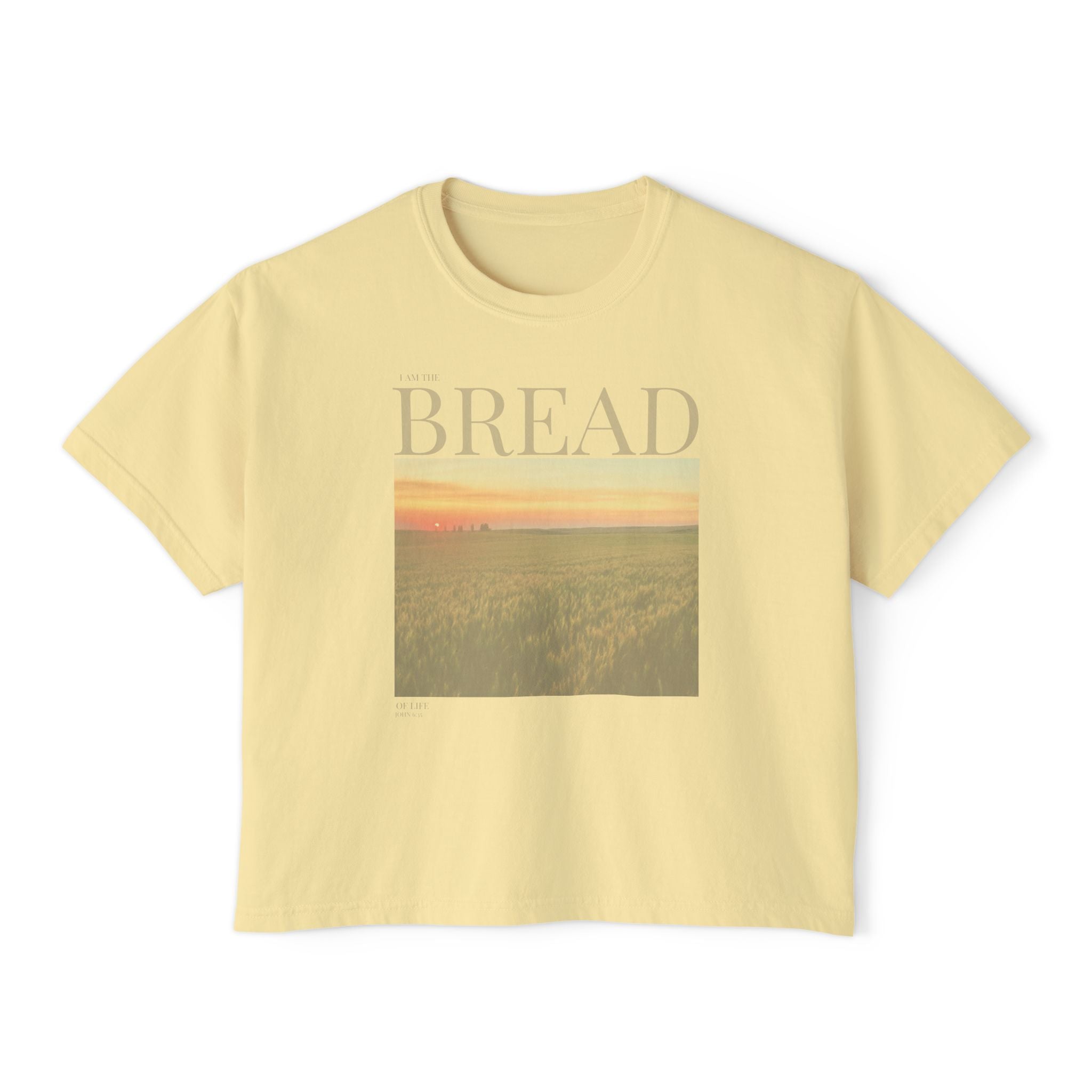 The Bread I AM T-Shirt - Vintage Feel, Bible Verse, Women's Boxy Tee