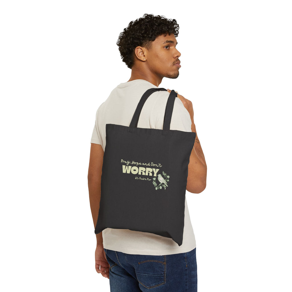 St. Padre Pio 'Worry' Cotton Tote Bag