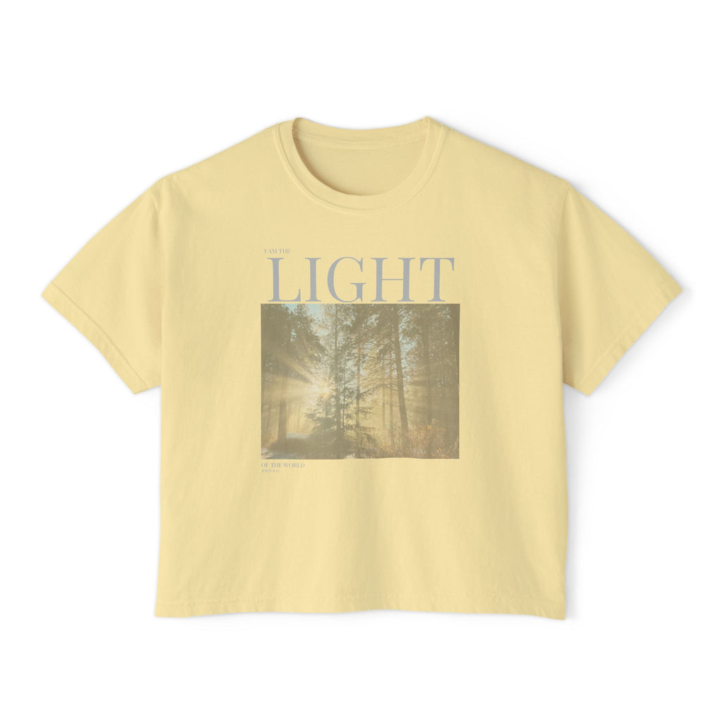 The Light I AM T-Shirt - Vintage Feel, Bible Verse, Women's Boxy Tee