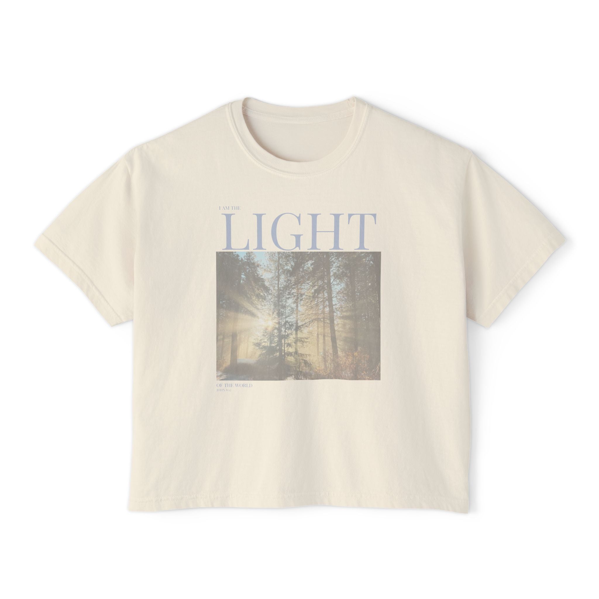 The Light I AM T-Shirt - Vintage Feel, Bible Verse, Women's Boxy Tee