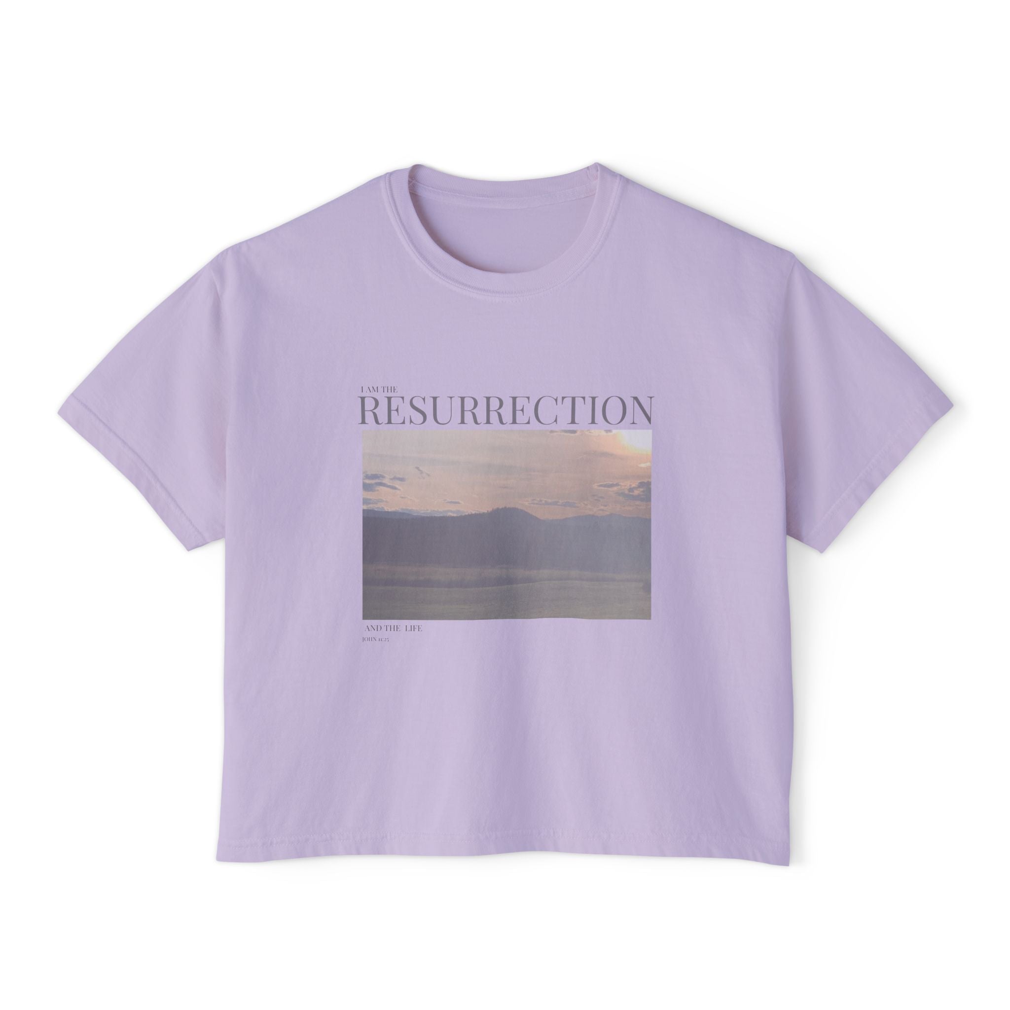 The Resurrection I AM T-Shirt - Vintage Feel, Bible Verse, Women's Boxy Tee