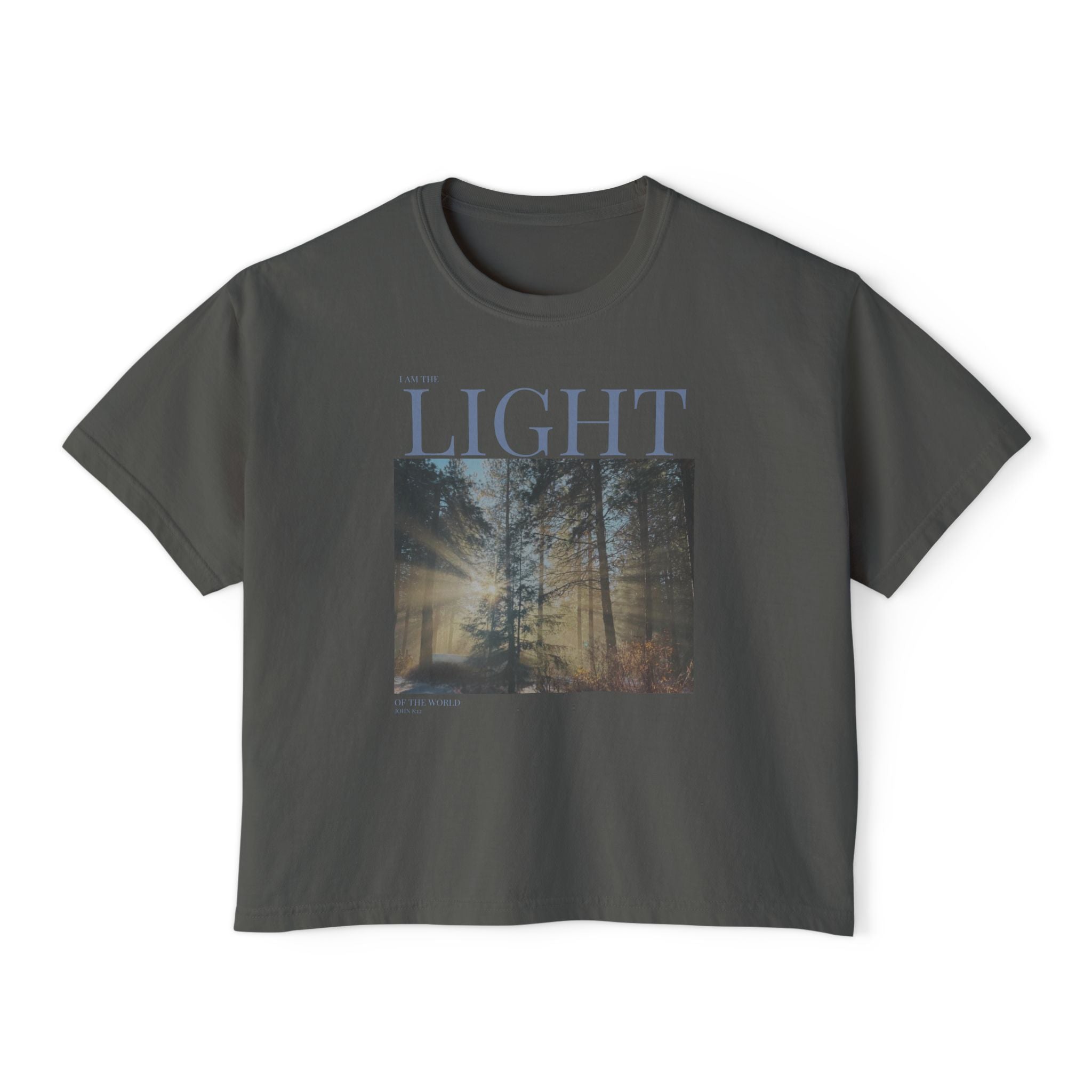 The Light I AM T-Shirt - Vintage Feel, Bible Verse, Women's Boxy Tee