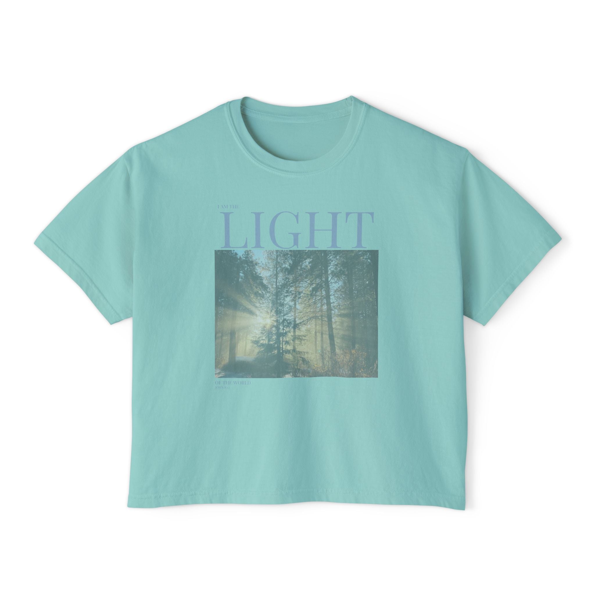 The Light I AM T-Shirt - Vintage Feel, Bible Verse, Women's Boxy Tee